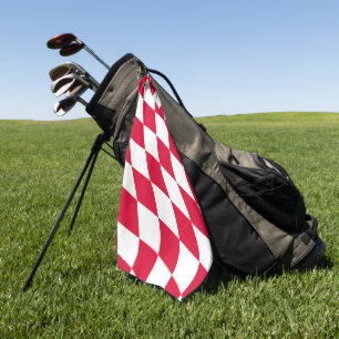 Red and White Bavaria Diamond Flag Pattern Golf Towel