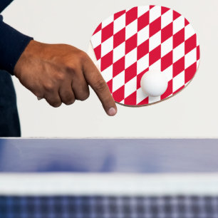 Red and White Bavaria Diamond Flag Pattern Ping Pong Paddle