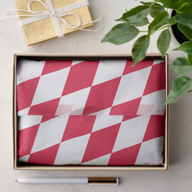 Red and White Bavaria Diamond Flag Pattern Tissue Paper (Gift)