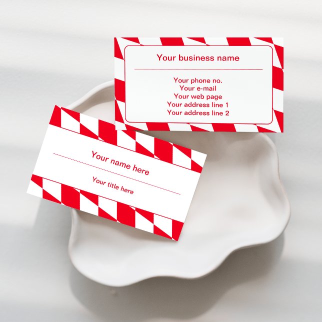 Red and White Bavarian Diamond Flag Pattern Business Card (Creator Uploaded)