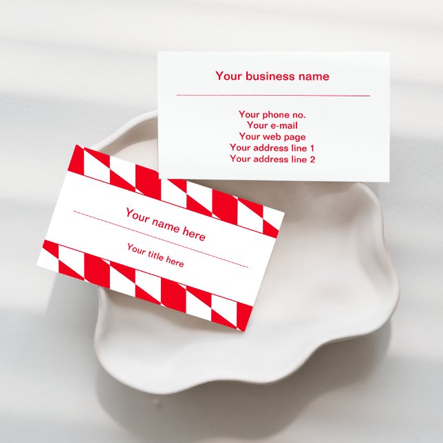 Red and White Bavarian Diamond Flag Pattern Business Card (Creator Uploaded)