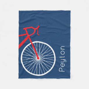 Red and White Bicycle Fleece Blanket