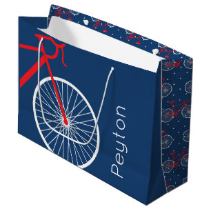 Red and White Bicycle Large Gift Bag