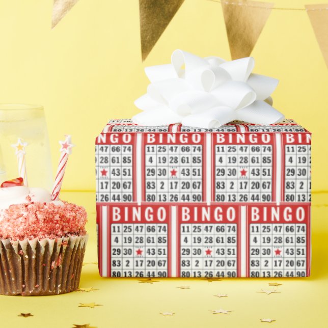 Red and White Bingo Cards Wrapping Paper (Birthday Party)