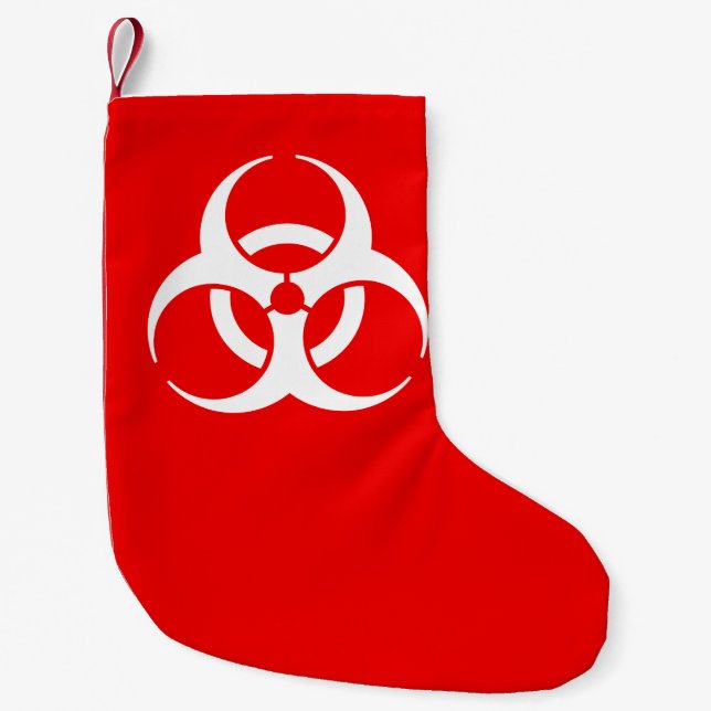 Red and White Biohazard Symbol Small Christmas Stocking (Front)