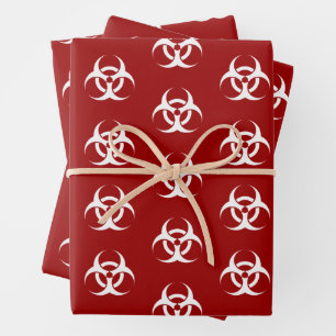 Red and White Biohazard Wrapping Paper Sheet