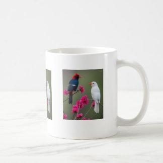 ​Red and White Birds on Pink Floral Branch Mug