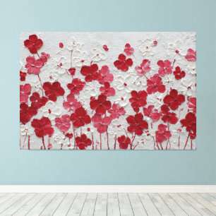 Red and White Blossoms – Impasto Wall Art