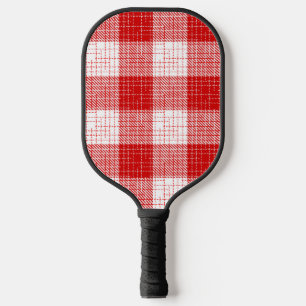 Red and White Bold Checkered Plaid Design  Pickleball Paddle