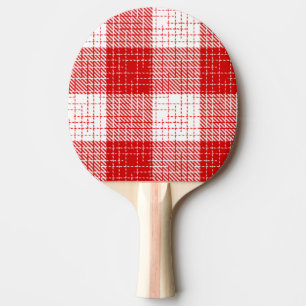 Red and White Bold Checkered Plaid Design  Ping Pong Paddle