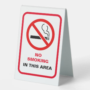 Red and White Bold No Smoking Area Metal A-Frame