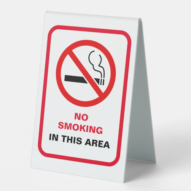 Red and White Bold No Smoking Area Metal A-Frame (Front)