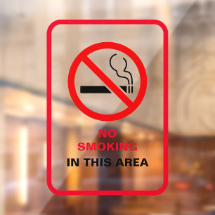 Red and White Bold No Smoking Area Metal A-Frame Window Cling