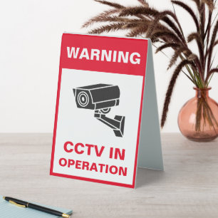 Red and White Bold Warning Security Metal A-Frame