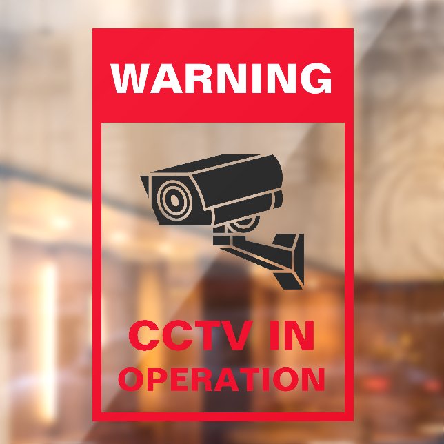 Red and White Bold Warning Security Metal A-Frame Window Cling (Sheet 2)