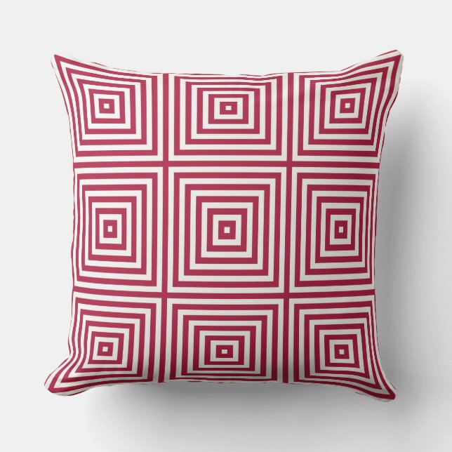 Red And White Box Pattern - Throw Pillow (Front)