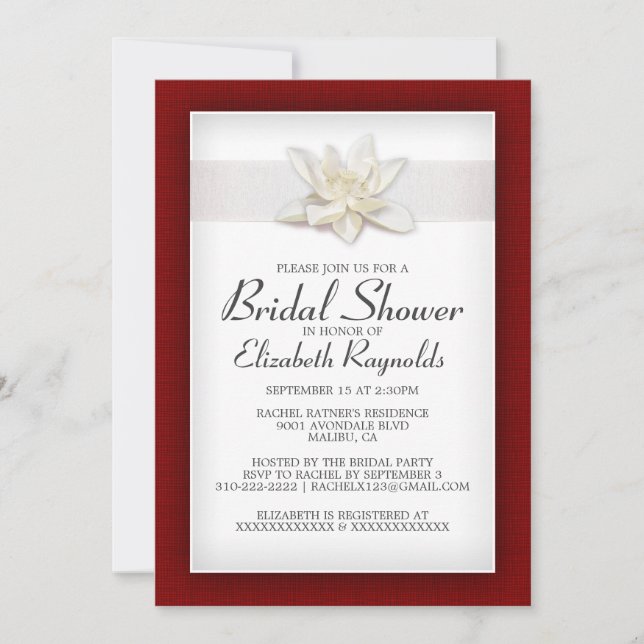 Red and White Bridal Shower Invitations (Front)