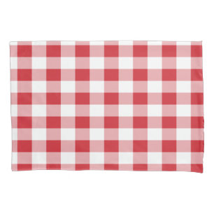Red and White Buffalo Checked Pattern Pillowcase