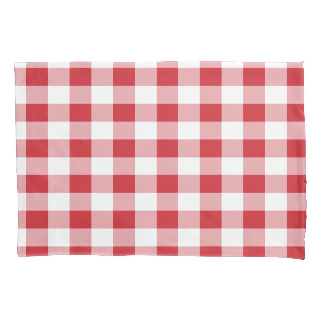 Red and White Buffalo Checked Pattern Pillowcase (Front)