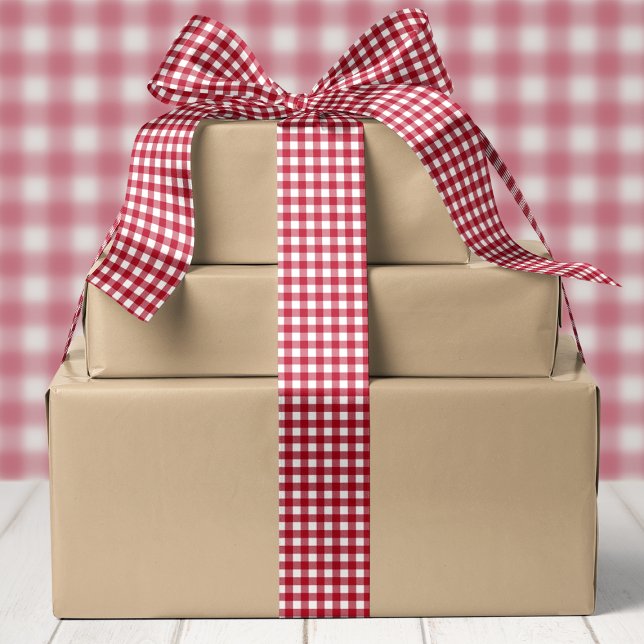 Red And White Buffalo Plaid Christmas Satin Ribbon (Creator Uploaded)