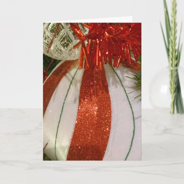 Red and white Bulbs Christmas Card (Front)