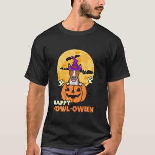 Red And White Bull Terrier Witch Dog Happy Hallowe T-Shirt