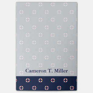 Red And White Buoy Pattern Add Your Name Post-it Notes