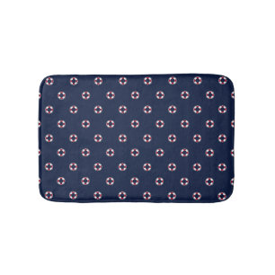 Red And White Buoy Pattern Bath Mat