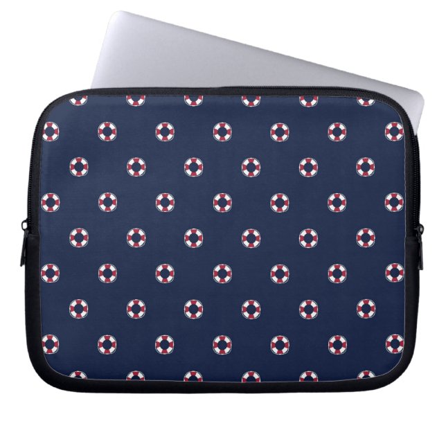 Red And White Buoy Pattern Laptop Sleeve (Front)