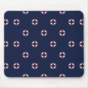 Red And White Buoy Pattern Mouse Mat