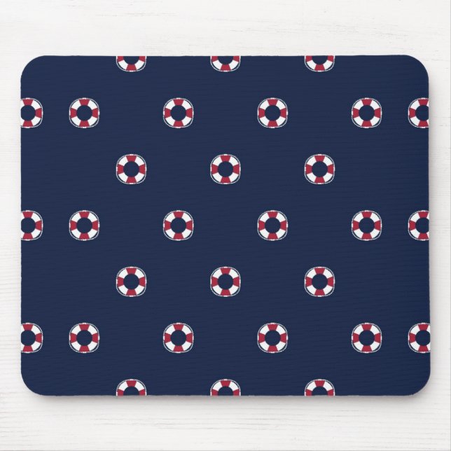 Red And White Buoy Pattern Mouse Mat (Front)
