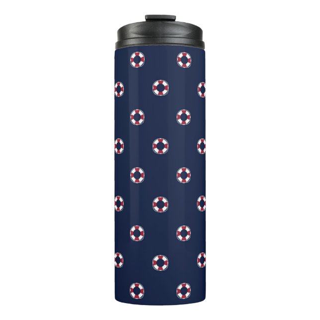 Red And White Buoy Pattern Thermal Tumbler (Front)