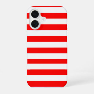 Red and White Cabana Stripes  iPhone 16 Case