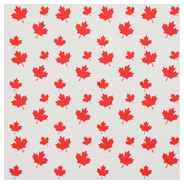 Red and White Canadian Flag Maple Leaf Pattern Fabric (Swatch)