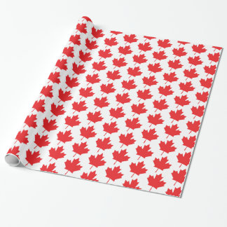 Red and White Canadian Maple Leaf Pattern Wrapping Paper