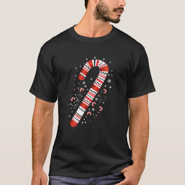 Red And White Candy Cane Christmas Holiday Funny X T-Shirt (Front)