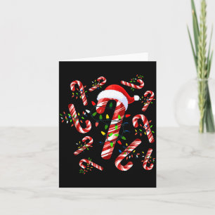 Red And White Candy Cane Santa Christmas Card