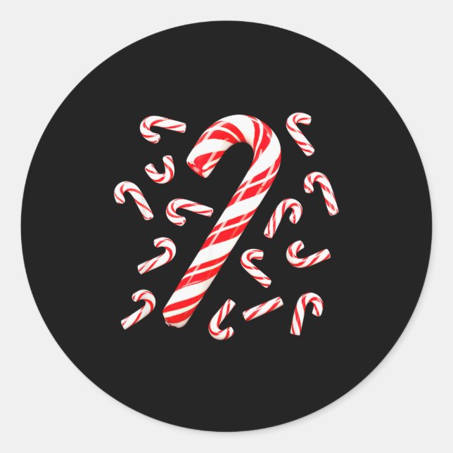 Red And White Candy Cane Santa Christmas  Classic Round Sticker (Front)