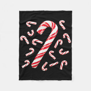 Red And White Candy Cane Santa Christmas  Fleece Blanket