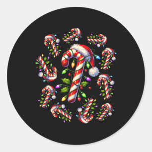 Red And White Candy Cane Santa Christmas Funny Xma Classic Round Sticker