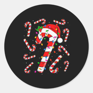 Red And White Candy Cane Santa Christmas Funny Xma Classic Round Sticker
