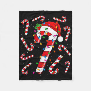 Red And White Candy Cane Santa Christmas Funny Xma Fleece Blanket