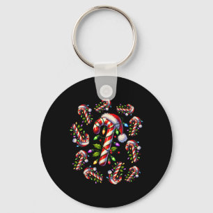 Red And White Candy Cane Santa Christmas Funny Xma Key Ring