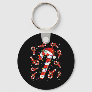 Red And White Candy Cane Santa Christmas Funny Xma Key Ring