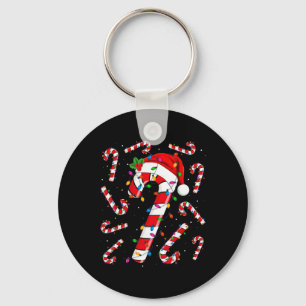 Red And White Candy Cane Santa Christmas Funny Xma Key Ring
