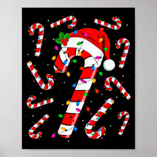 Red And White Candy Cane Santa Christmas Funny Xma Poster