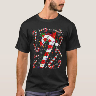 Red And White Candy Cane Santa Christmas Funny Xma T-Shirt