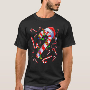 Red and White Candy Cane Santa Christmas Funny Xma T-Shirt