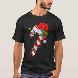 Red and White Candy Cane Santa Christmas Funny Xma T-Shirt