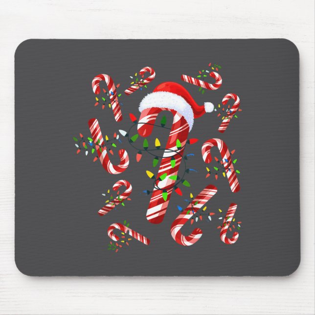 Red And White Candy Cane Santa Christmas  Mouse Mat (Front)